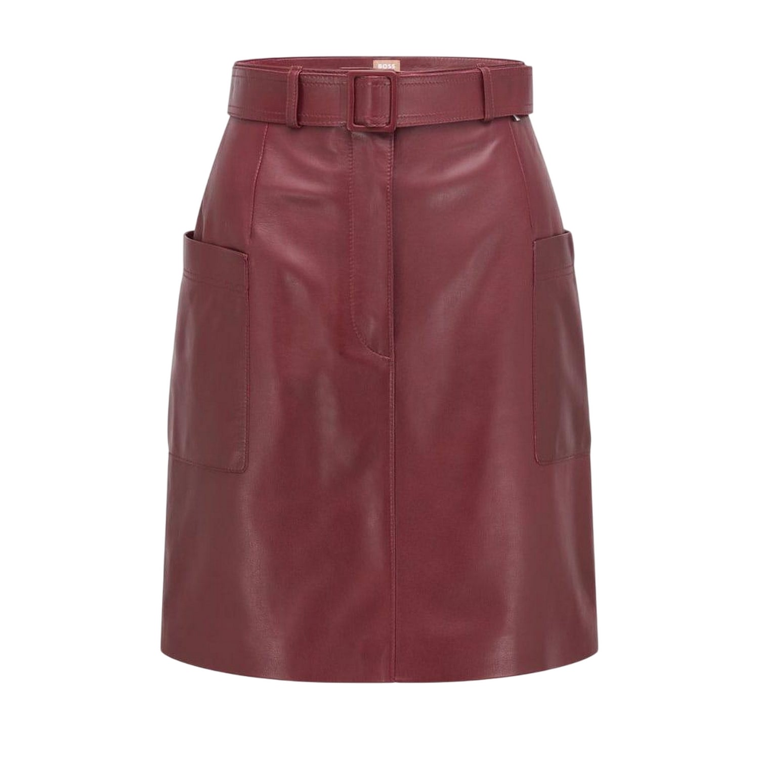 Red - Front - Boss Womens-Ladies Semita Leather Skirt