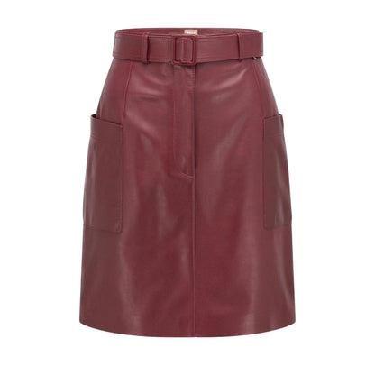 Red - Front - Boss Womens-Ladies Semita Leather Skirt