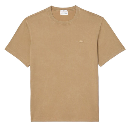 Beige - Front - Lacoste Unisex Adult Heavy Cotton Washed T-Shirt
