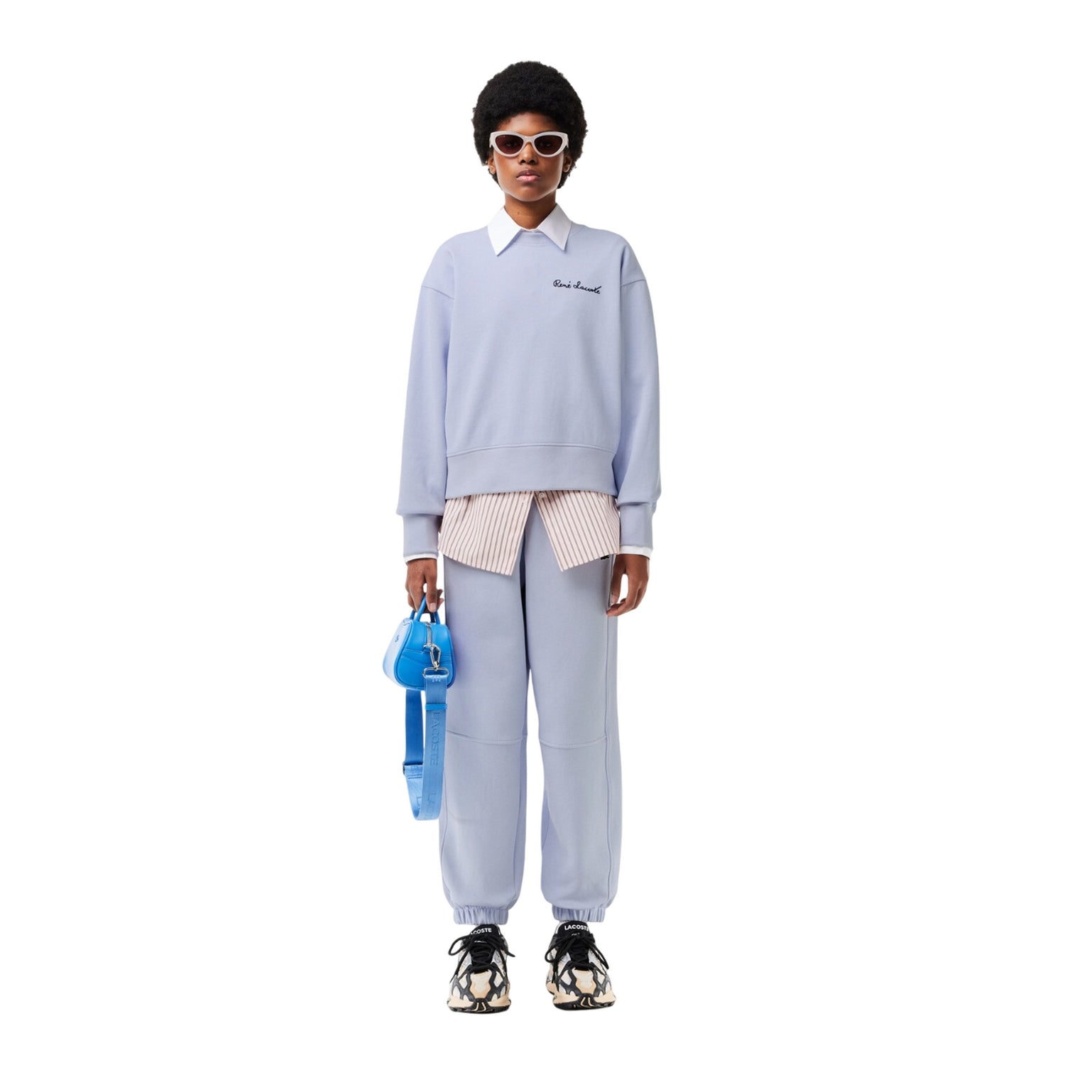 Blue - Pack Shot - Lacoste Womens-Ladies Double-Face Oversized Sweatshirt