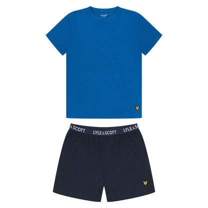 Royal Blue-Navy - Front - Lyle & Scott Boys Short Pyjama Set