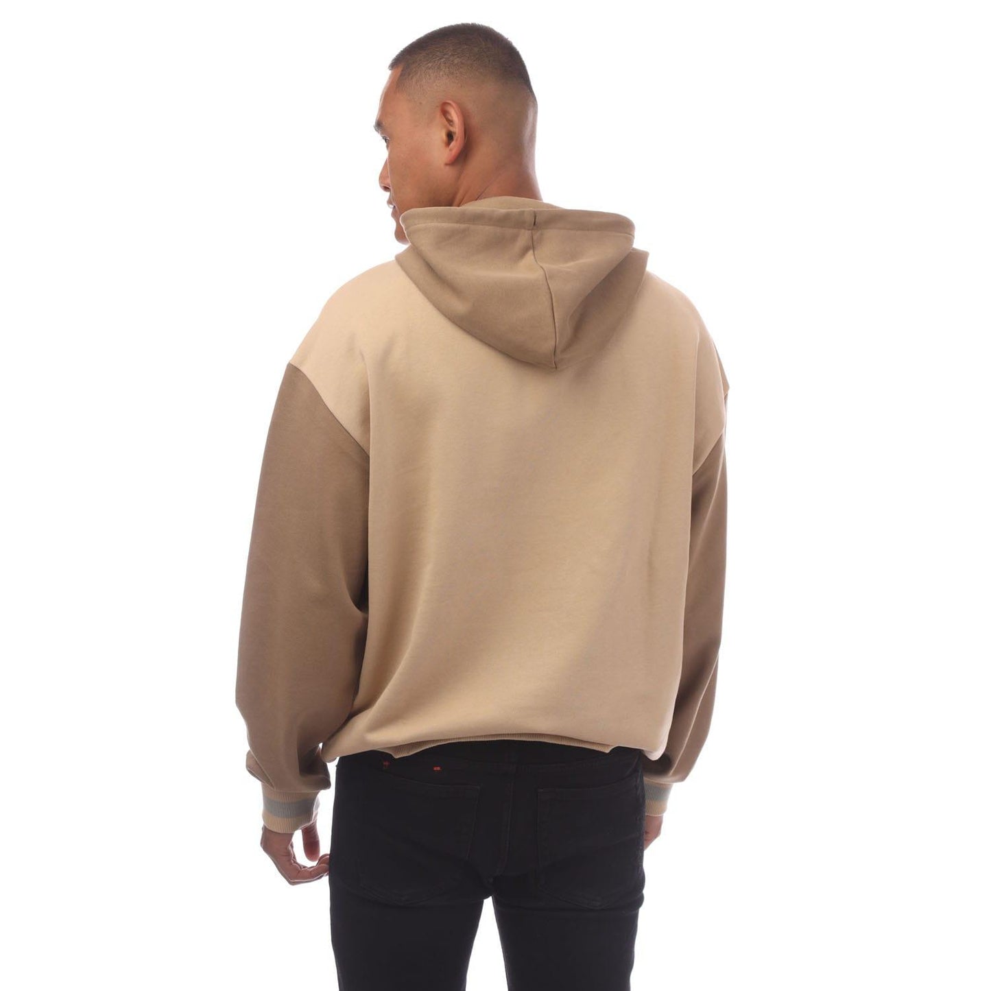 Beige - Back - Hugo Boss Mens RB Signature Bull Oversized Hoodie