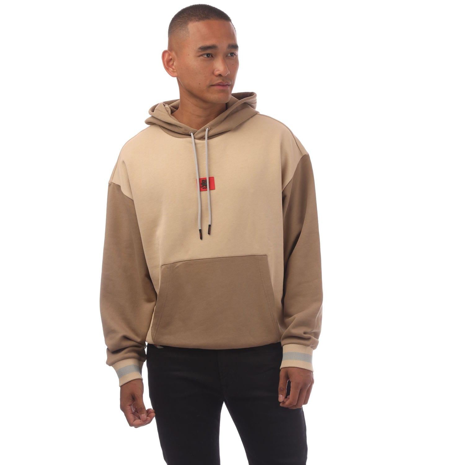 Beige - Front - Hugo Boss Mens RB Signature Bull Oversized Hoodie
