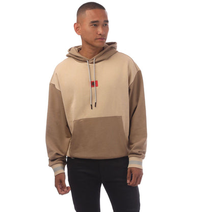 Beige - Front - Hugo Boss Mens RB Signature Bull Oversized Hoodie