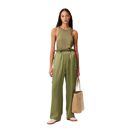 Khaki Green - Pack Shot - Lacoste Womens-Ladies Satin Slim Tank Top