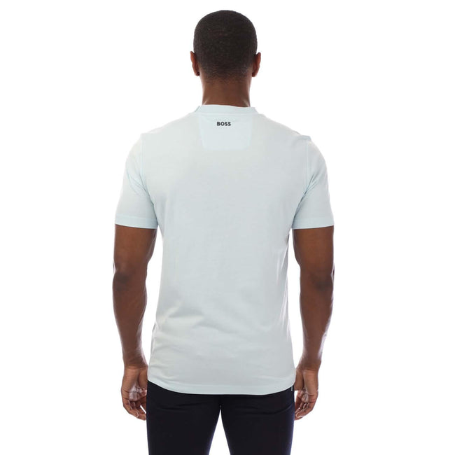 Blue - Back - Boss Mens Logo Collared T-Shirt