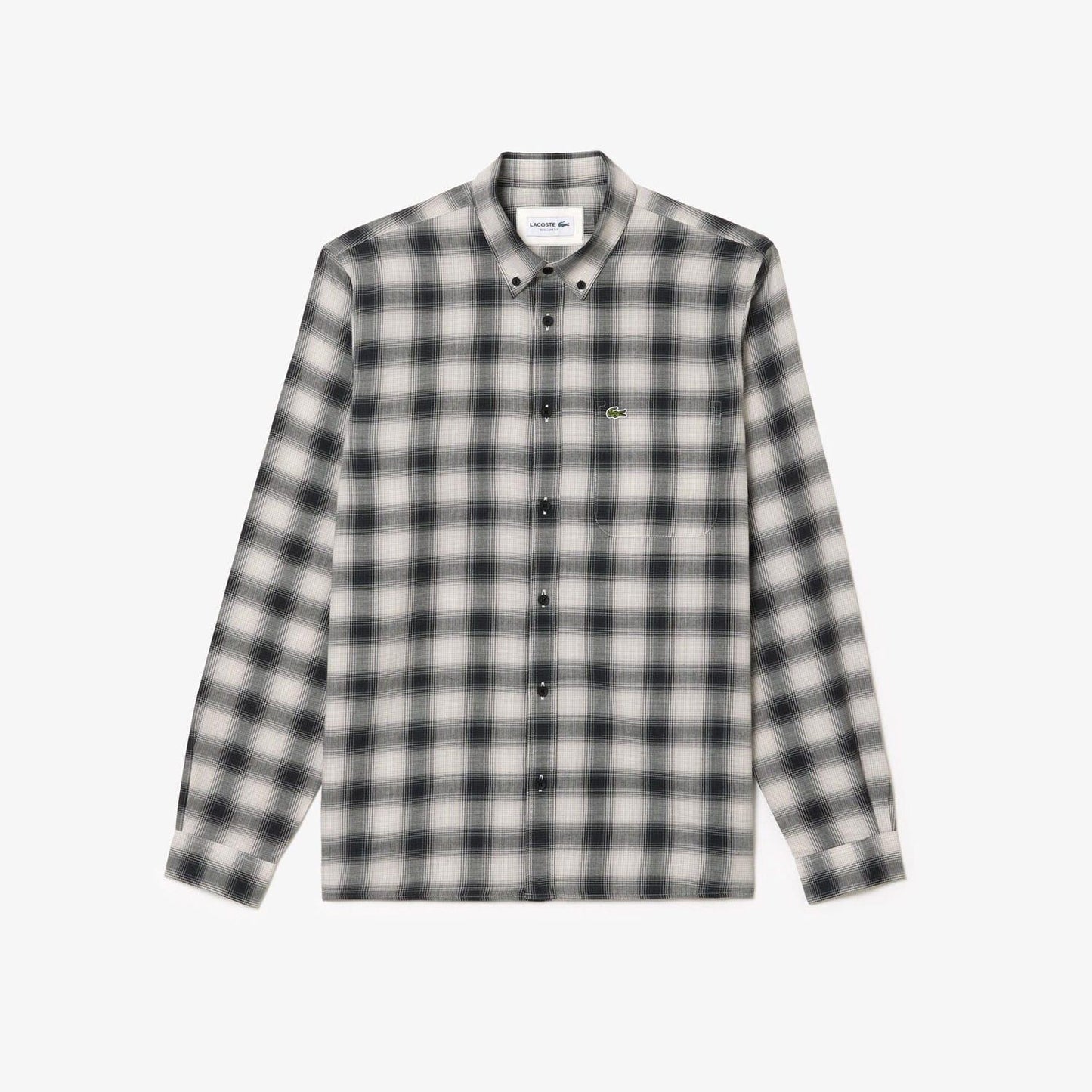 Black-White - Front - Lacoste Mens Flannel Regular Shirt