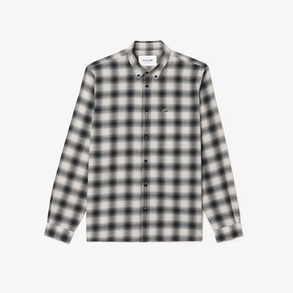 Black-White - Front - Lacoste Mens Flannel Regular Shirt