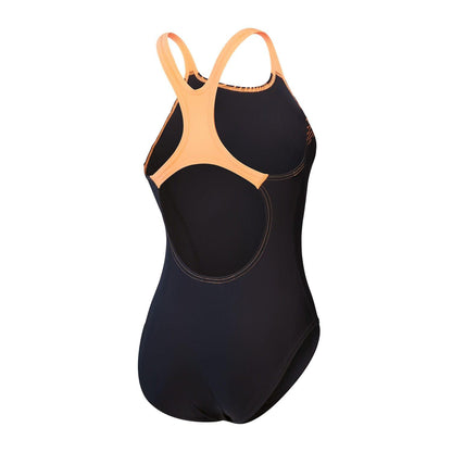 Black - Back - Speedo Womens-Ladies Medley Medalist Logo One Piece Swimsuit