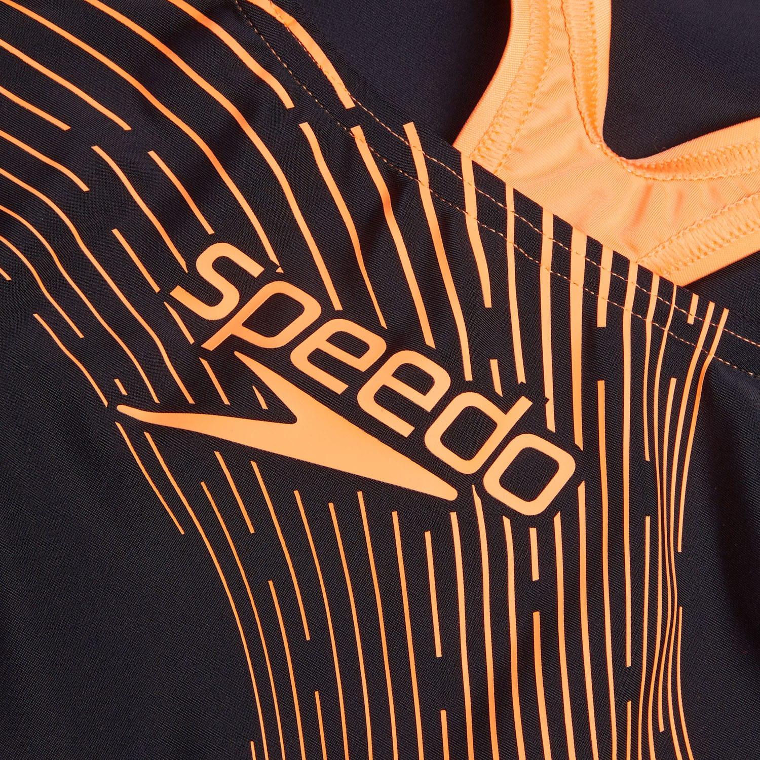 Black - Lifestyle - Speedo Womens-Ladies Medley Medalist Logo One Piece Swimsuit