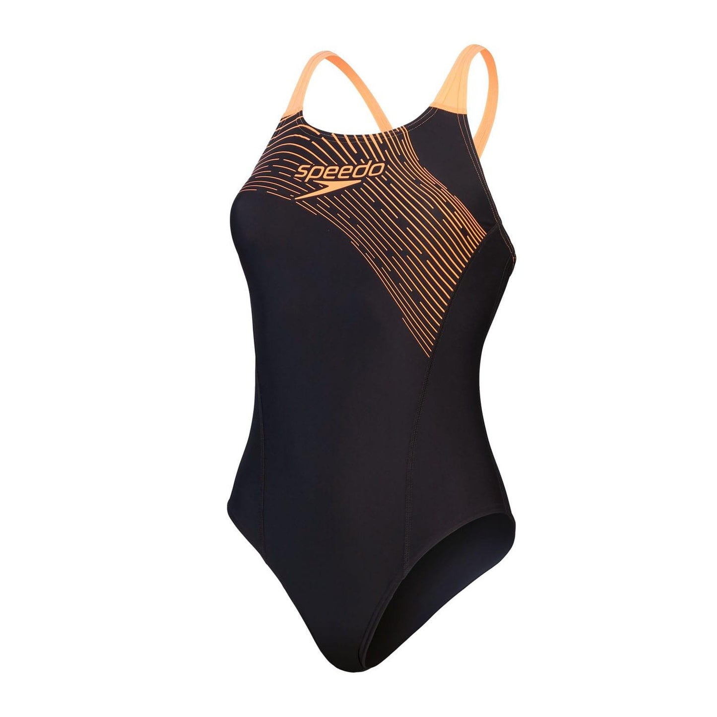 Black - Front - Speedo Womens-Ladies Medley Medalist Logo One Piece Swimsuit