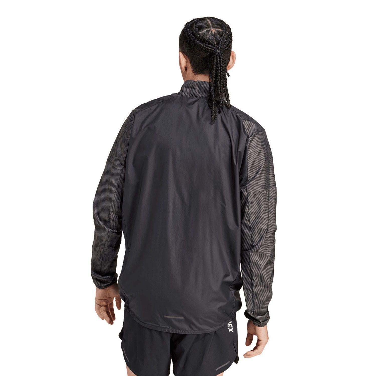 Charcoal - Back - Adidas Unisex Adult Terrex Trail Running Wind Jacket