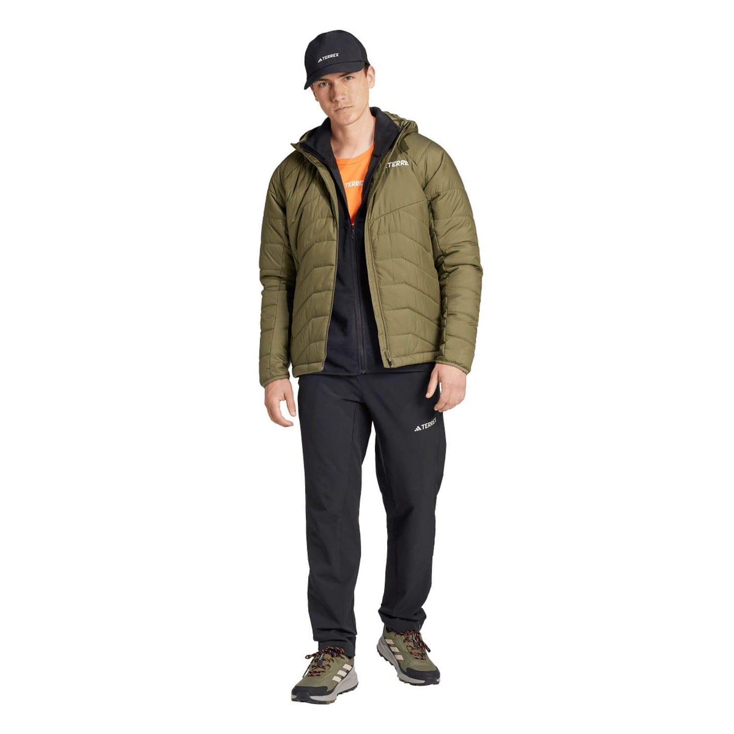Olive - Close up - Adidas Unisex Adult Terrex Multi Synthetic Insulated Hooded Jacket