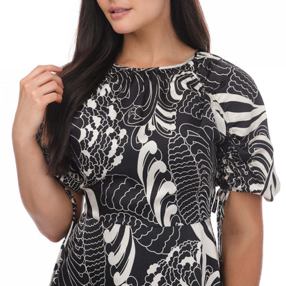 Black - Side - Ted Baker Womens-Ladies Faridda Printed Puff Sleeve Mini Dress