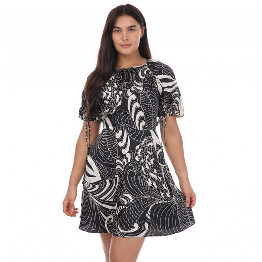 Black - Front - Ted Baker Womens-Ladies Faridda Printed Puff Sleeve Mini Dress