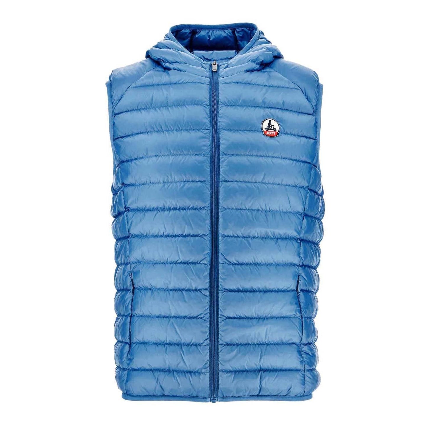 Denim - Front - Jott Mens Pat Puffer Hooded Gilet