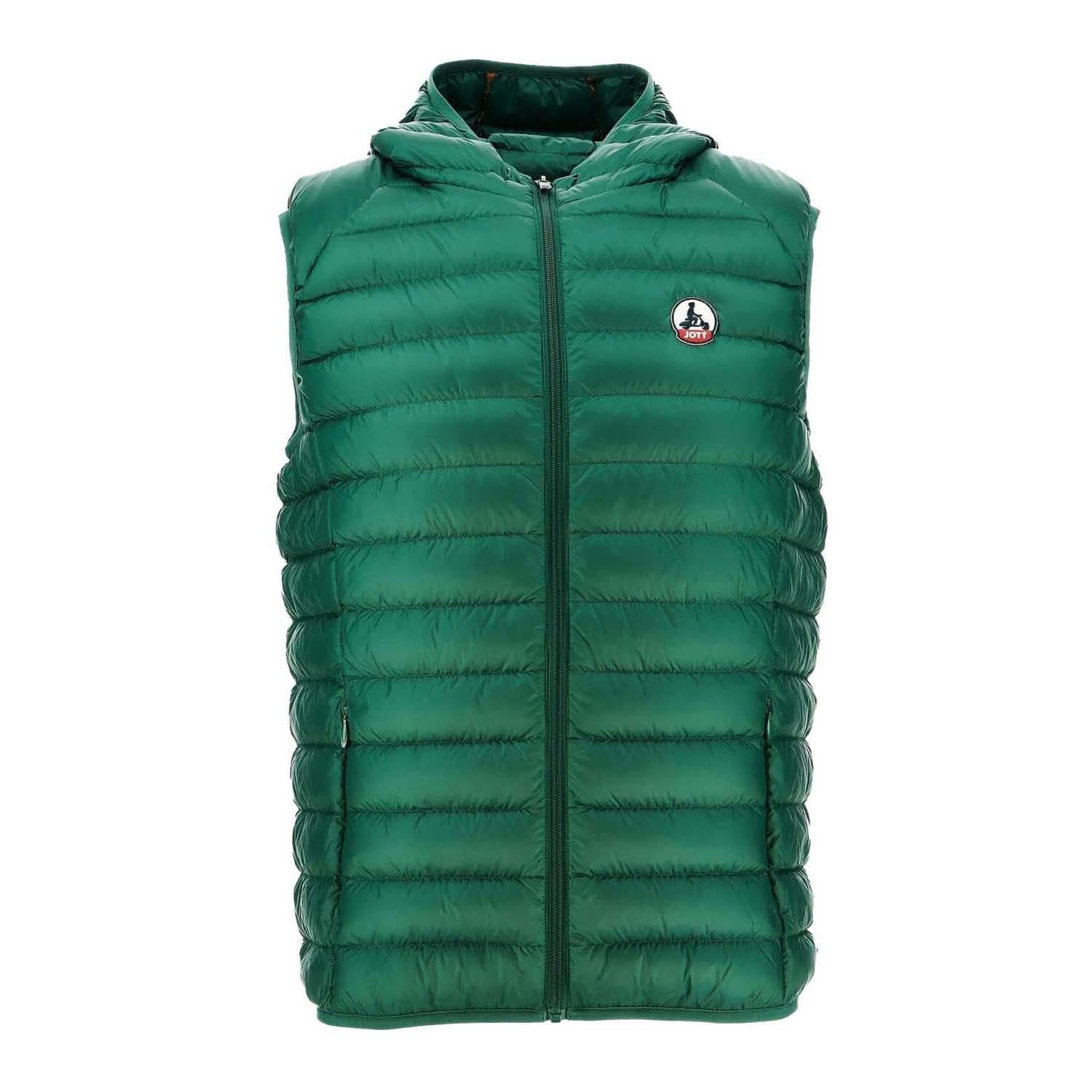 Green - Front - Jott Mens Pat Puffer Hooded Gilet