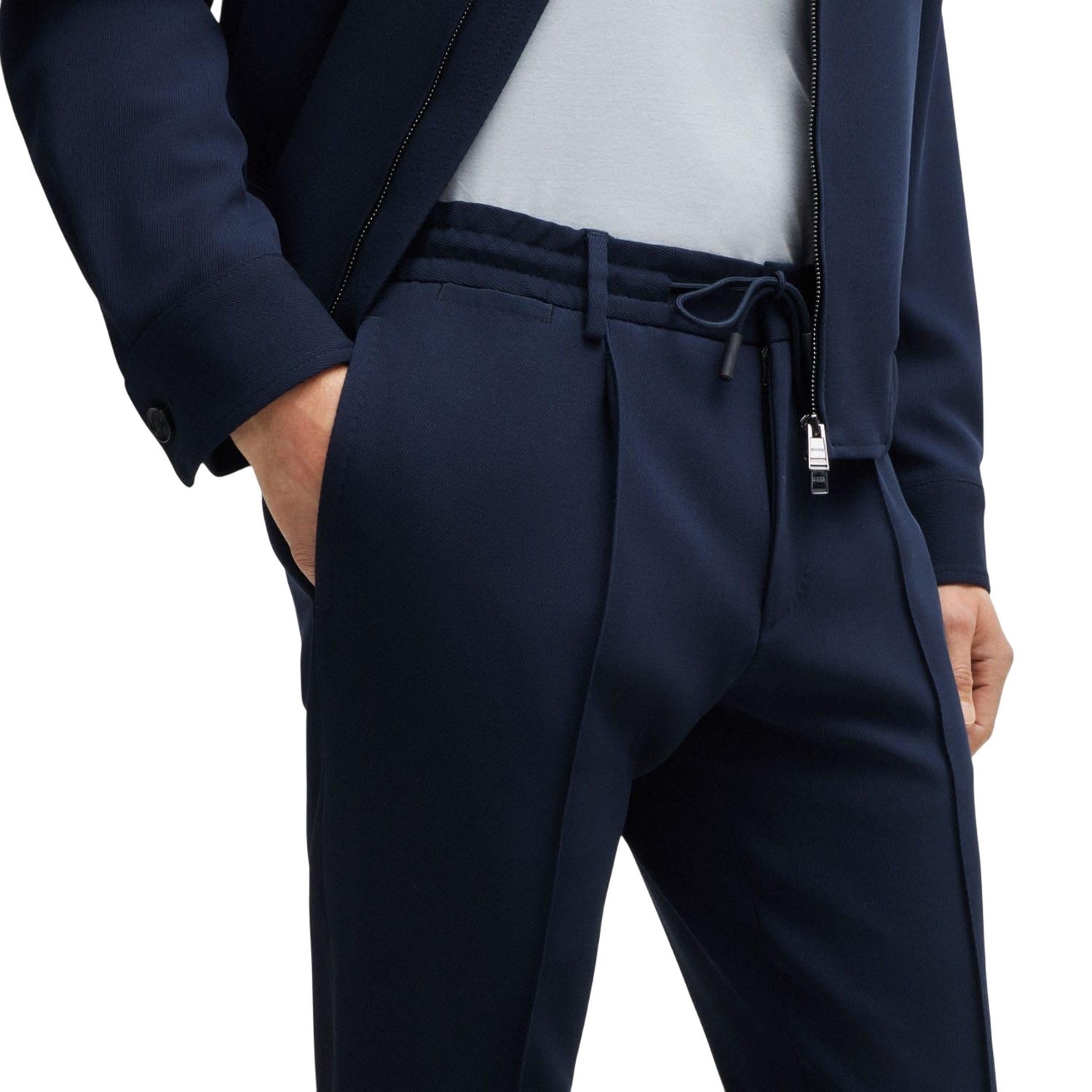 Dark Blue - Side - Boss Mens L Gee Slim Trousers