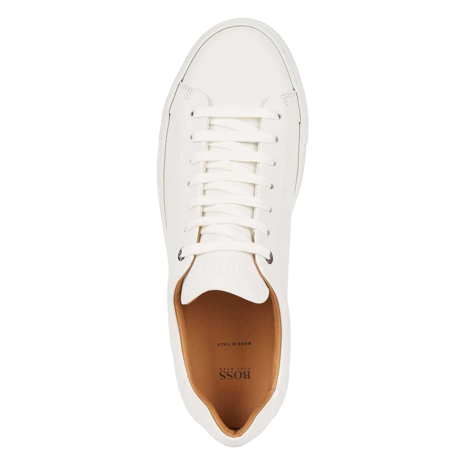 White - Close up - Boss Mens Mirage Leather Tennis Trainers