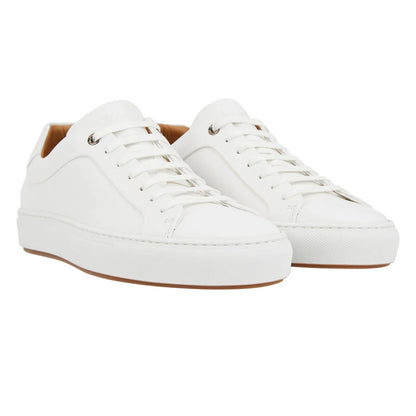 White - Front - Boss Mens Mirage Leather Tennis Trainers