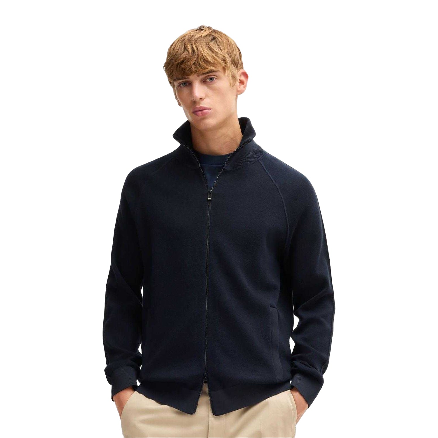 Dark Blue - Lifestyle - Boss Mens H-Domico Full Zip Cardigan