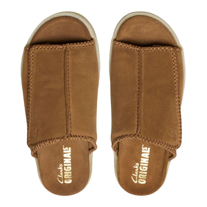 Brown - Pack Shot - Clarks Originals Mens Overleigh Suede Sliders