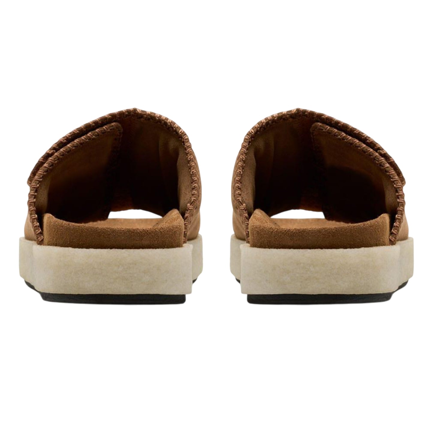 Brown - Back - Clarks Originals Unisex Adult Overleigh Suede Sliders