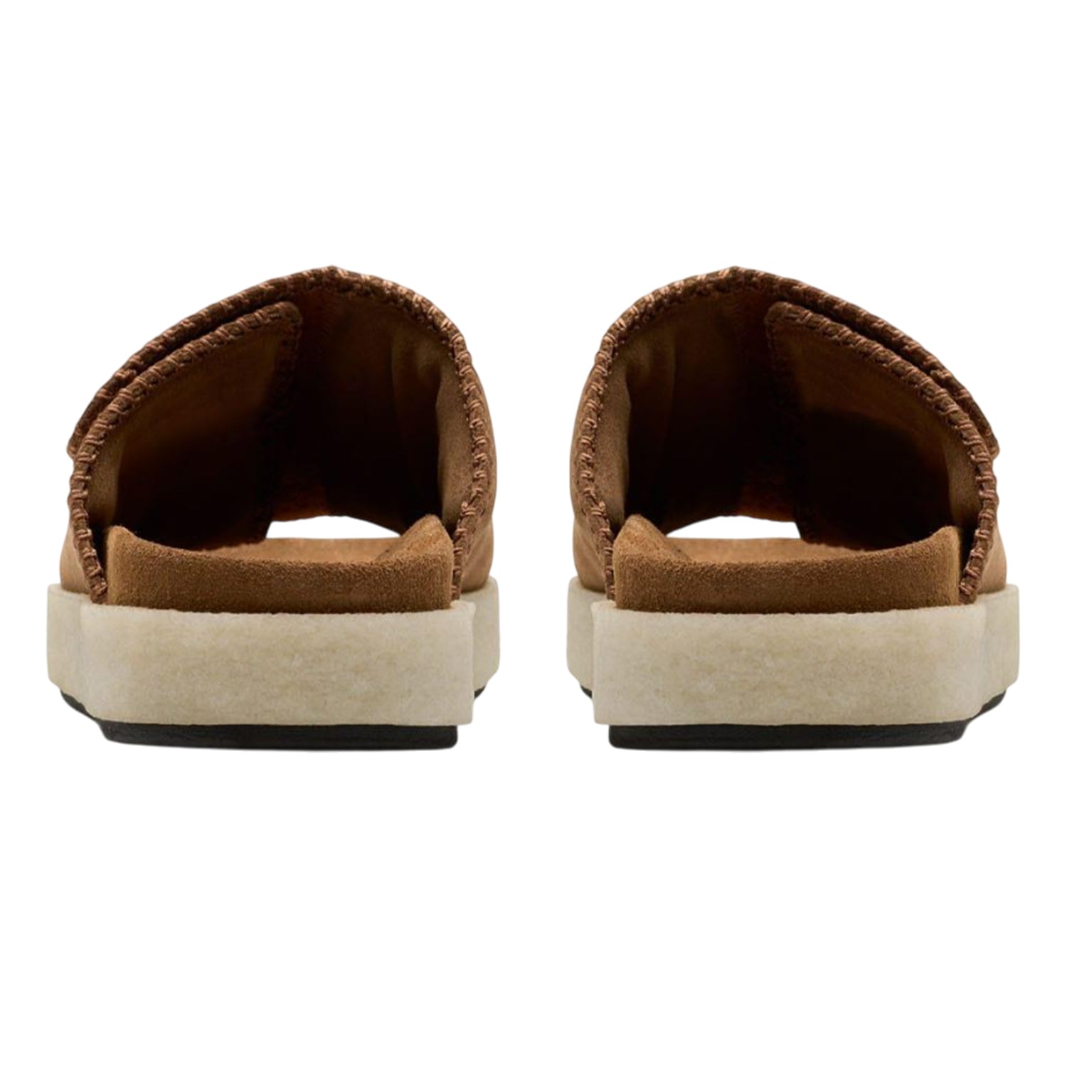 Brown - Back - Clarks Originals Unisex Adult Overleigh Suede Sliders