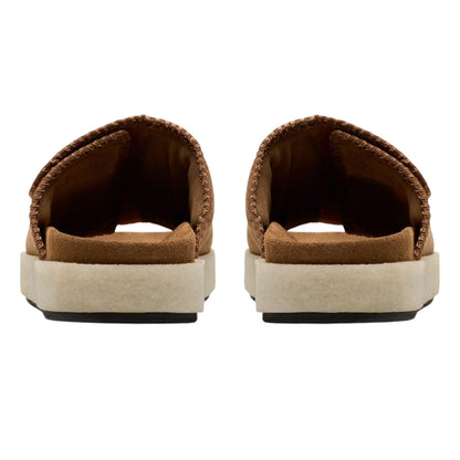 Brown - Back - Clarks Originals Unisex Adult Overleigh Suede Sliders