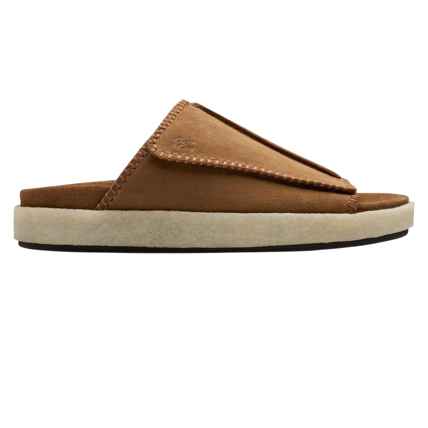 Brown - Side - Clarks Originals Mens Overleigh Suede Sliders