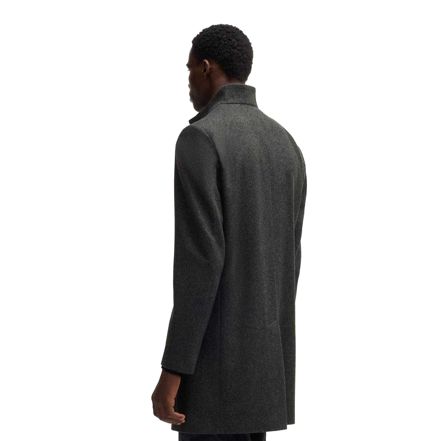 Grey - Back - Hugo Mens Mintrax2441 Regular Coat