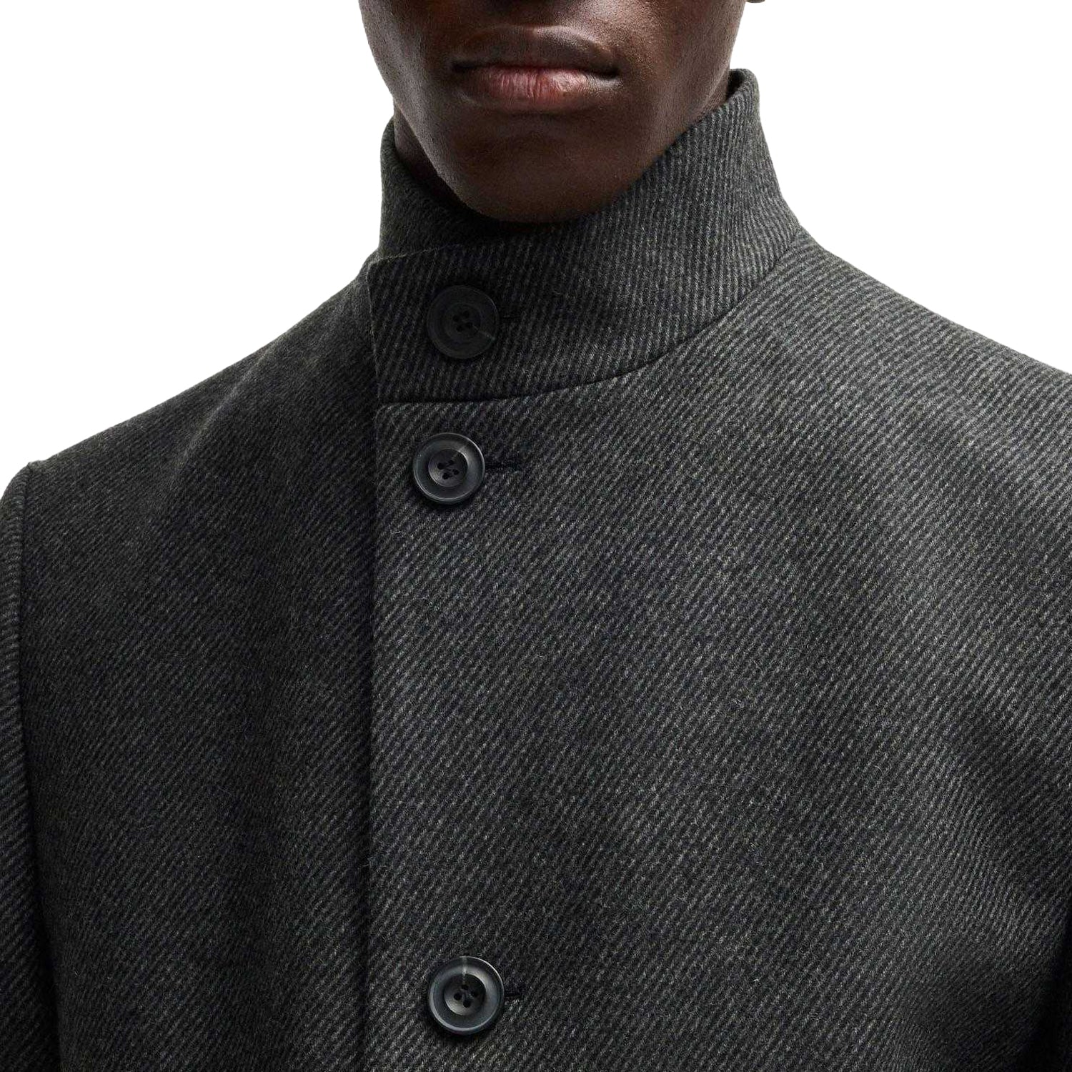 Grey - Side - Hugo Mens Mintrax2441 Regular Coat