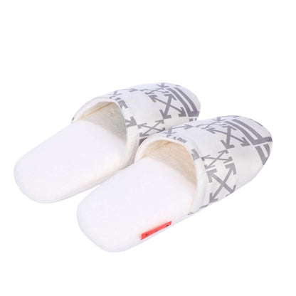 Cream-Grey - Back - Off White Unisex Adult Monogram Slippers