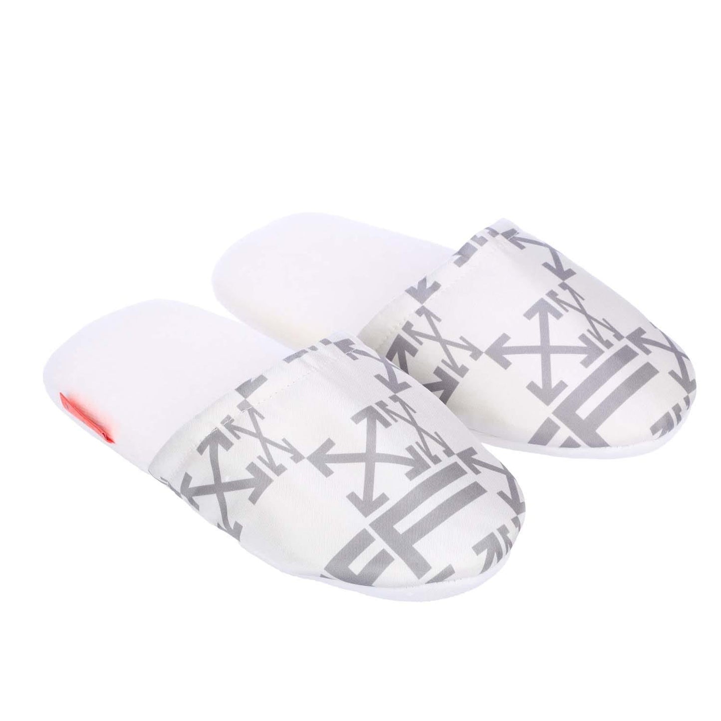 Cream-Grey - Front - Off White Unisex Adult Monogram Slippers
