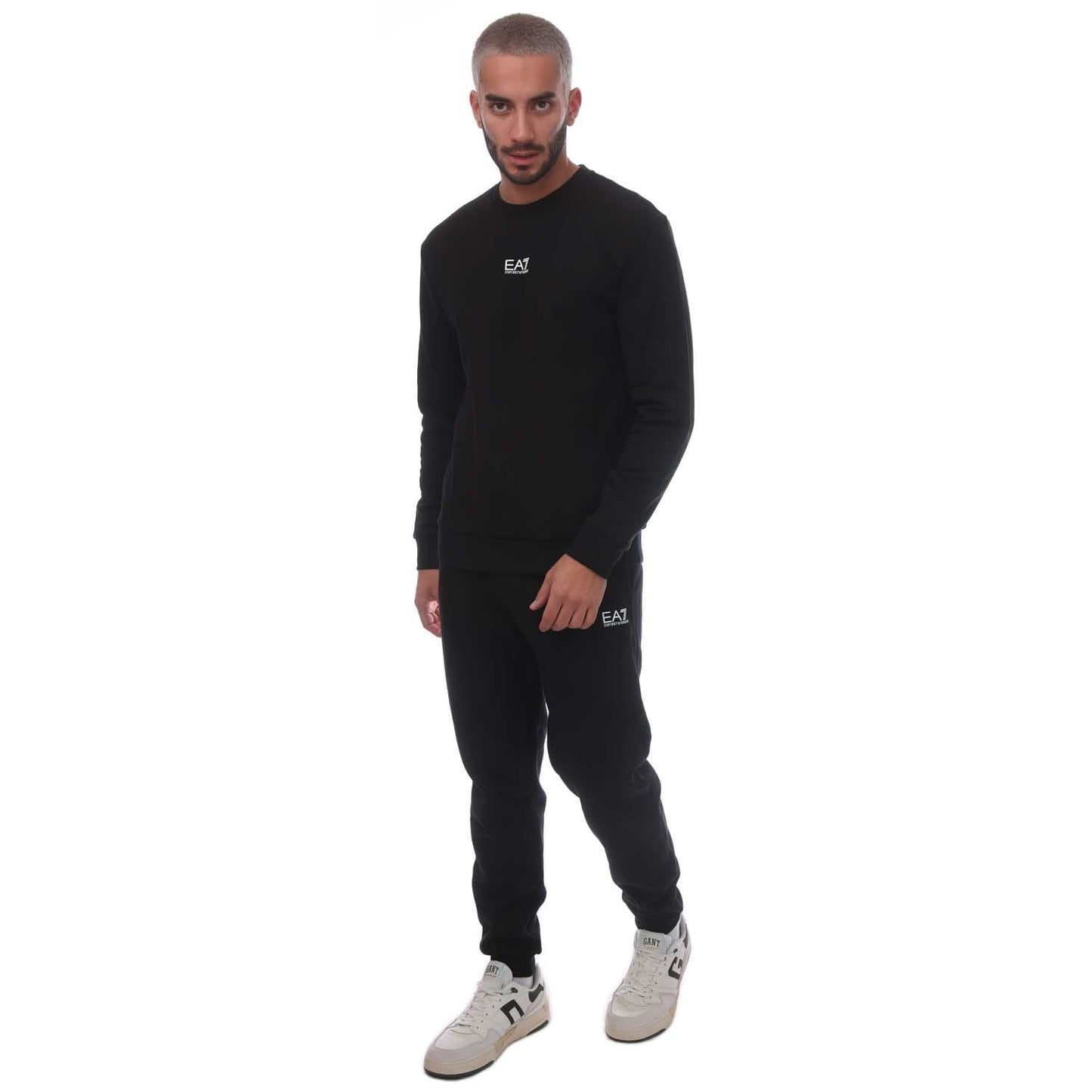 Black - Front - Emporio Armani Mens Core Identity Cotton Blend Tracksuit