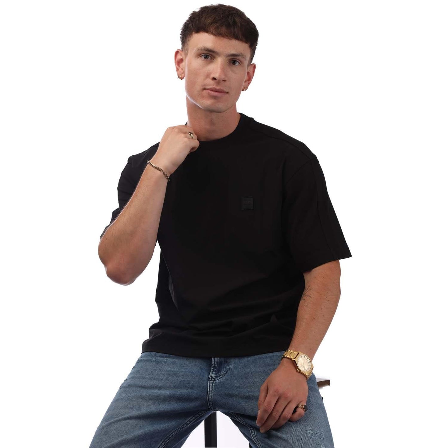 Black - Lifestyle - Hugo Boss Mens Nylon Crew Neck T-Shirt