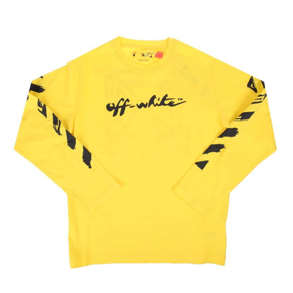 Yellow-Black - Front - Off White Childrens-Kids Script Long-Sleeved T-Shirt