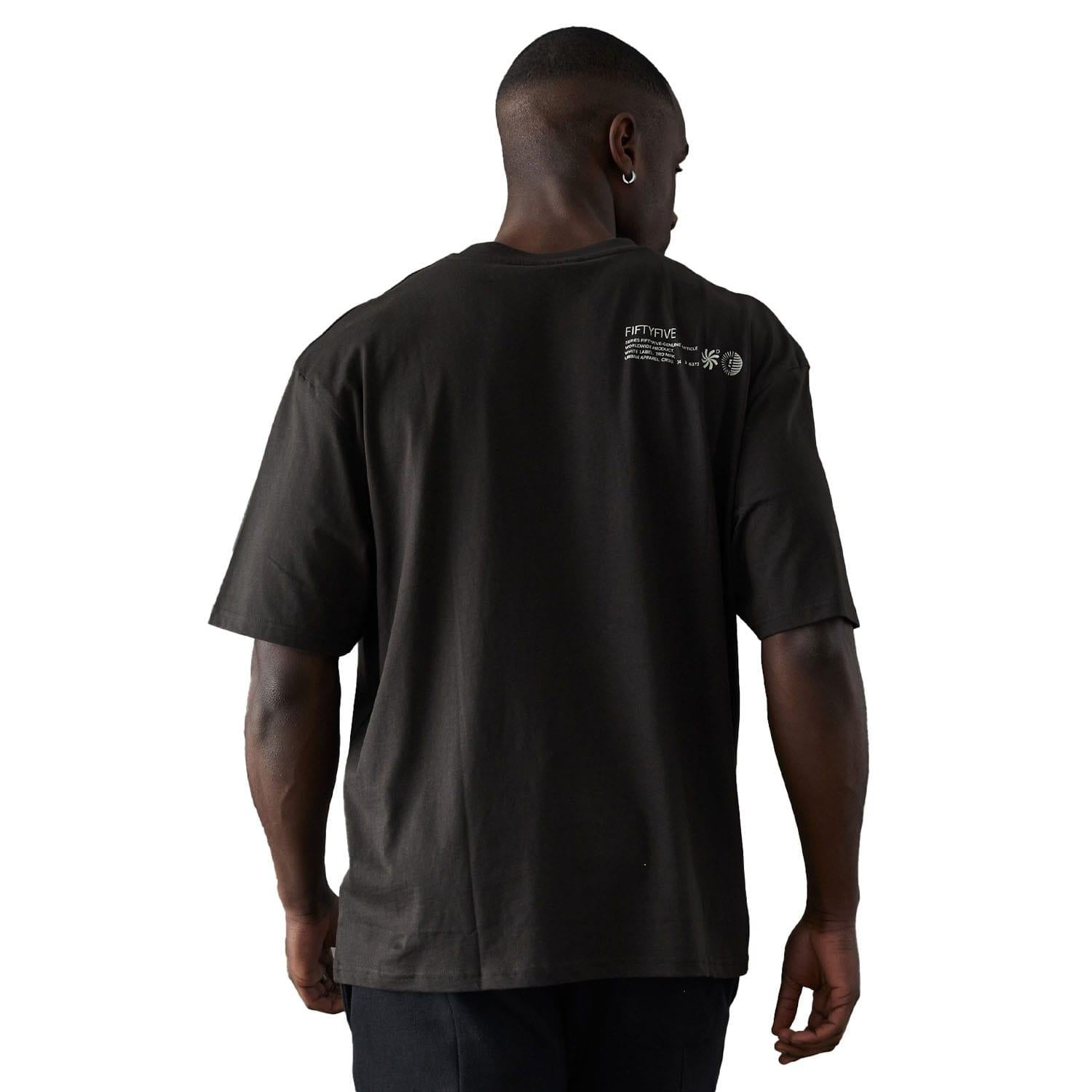 Black - Back - Fiftyfive Mens Mably Crew Neck T-Shirt
