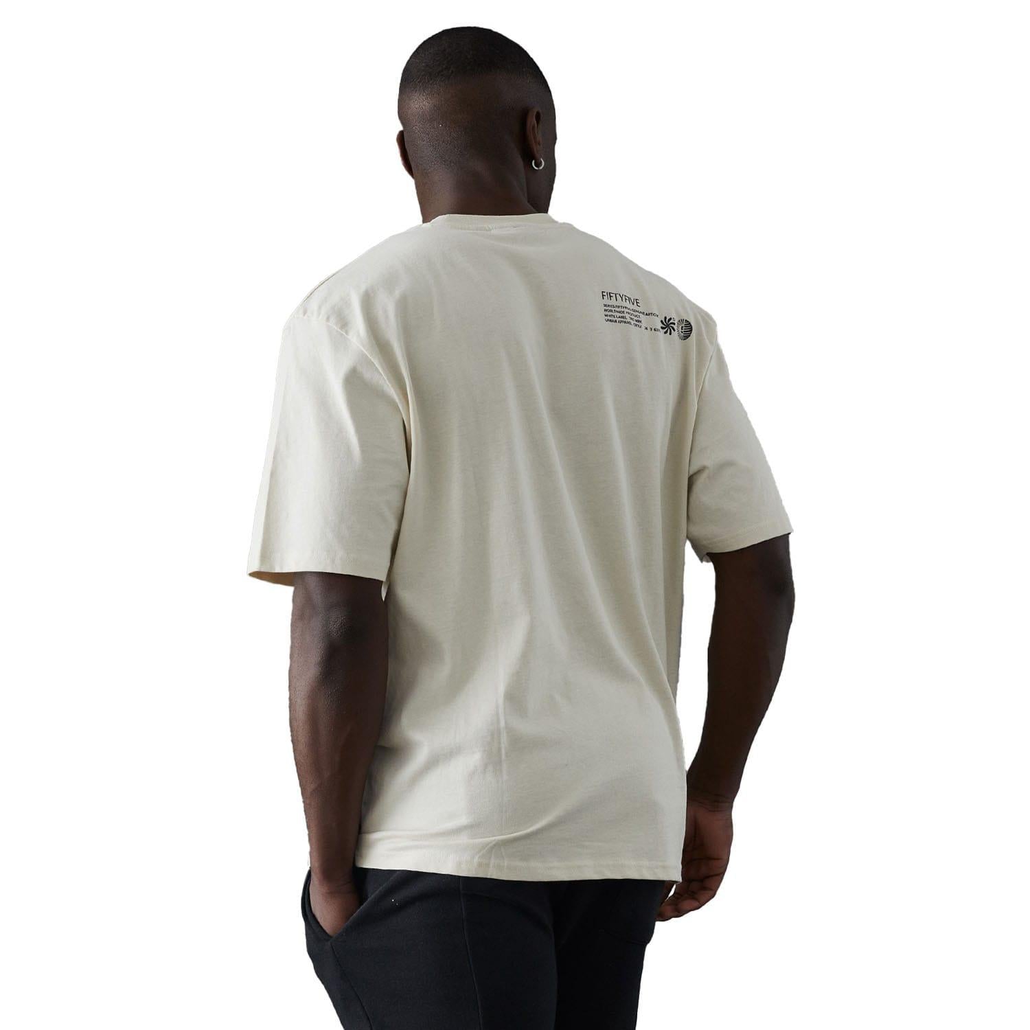 Off White - Back - Fiftyfive Mens Mably Crew Neck T-Shirt