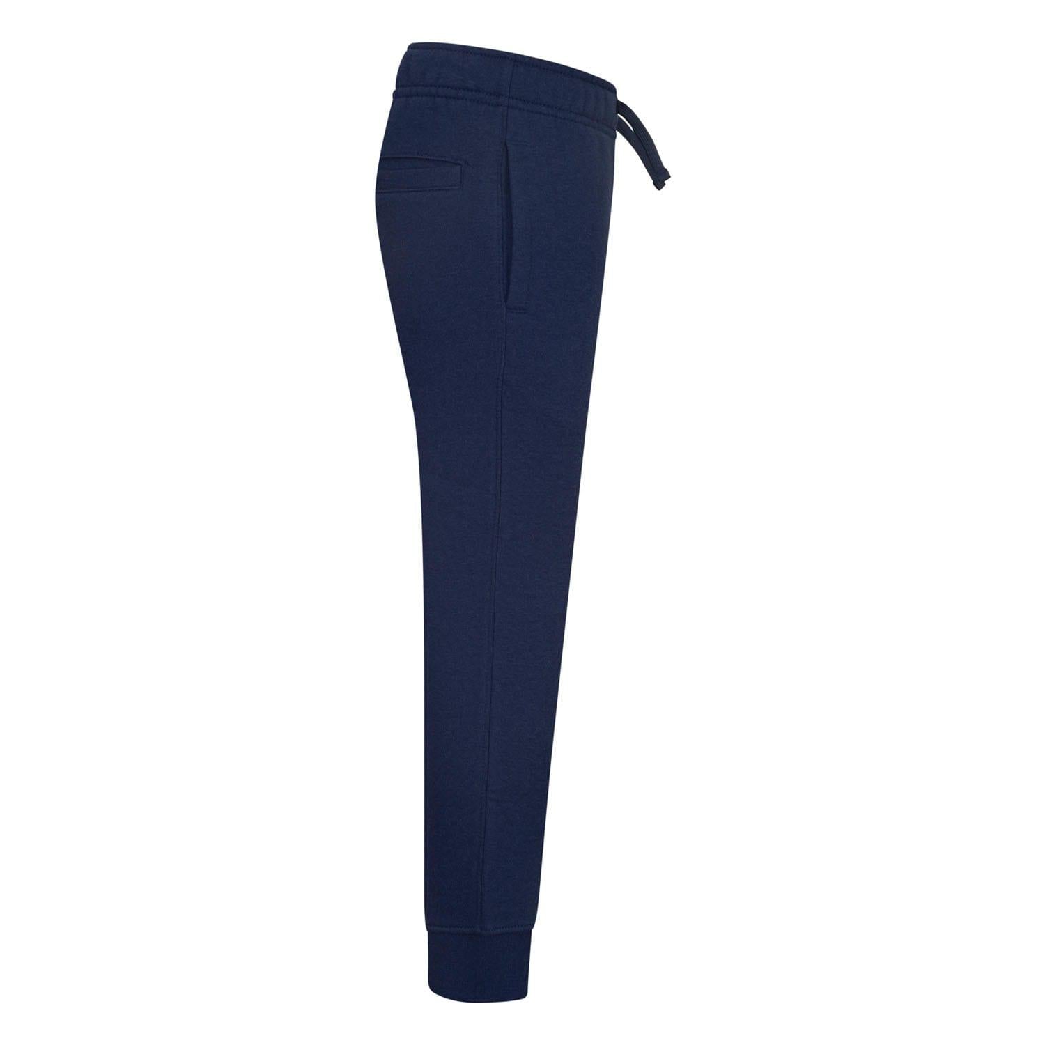 Navy - Side - Nike Childrens-Kids Club Fleece Ribbed Cuff Jogging Bottoms