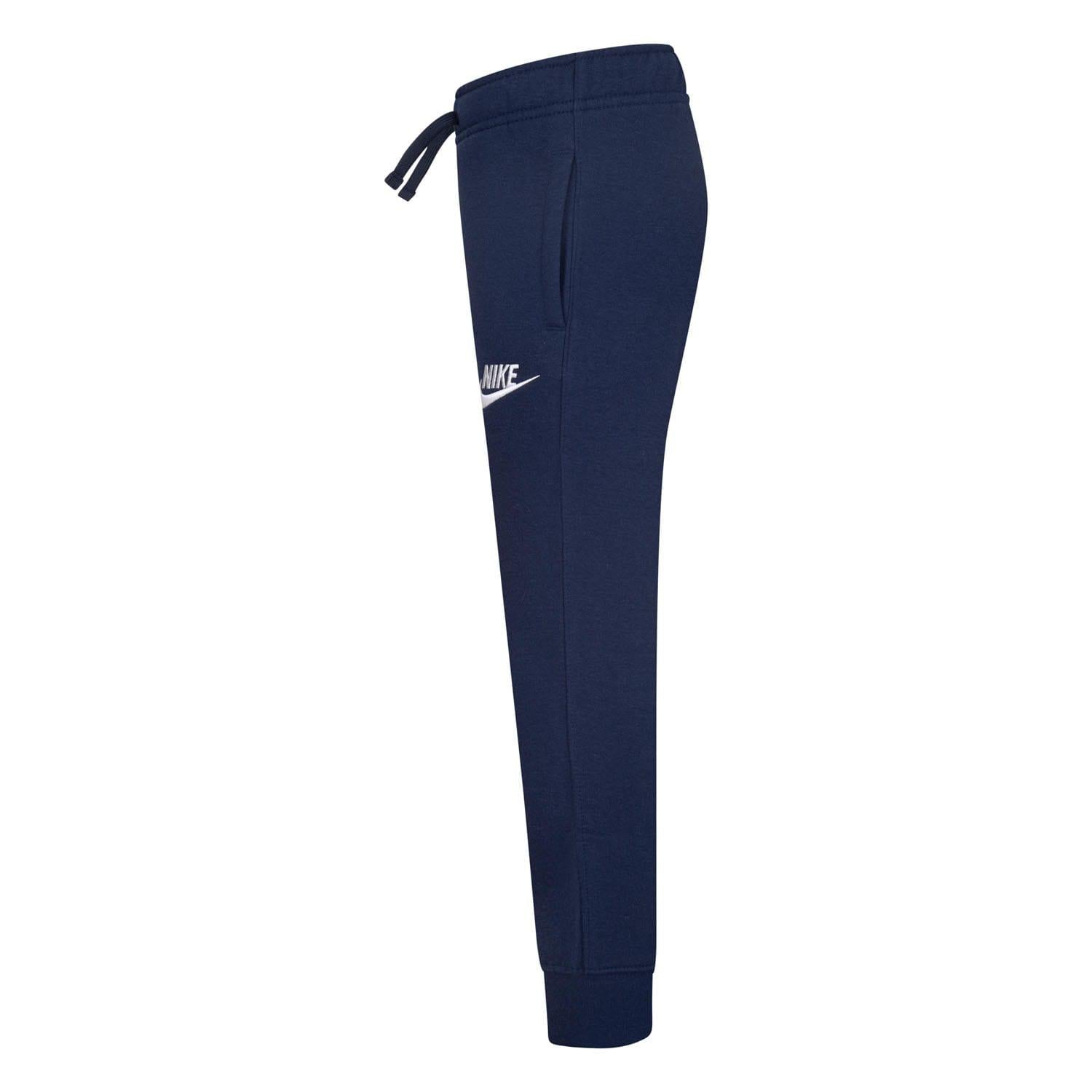 Navy - Lifestyle - Nike Childrens-Kids Club Fleece Ribbed Cuff Jogging Bottoms