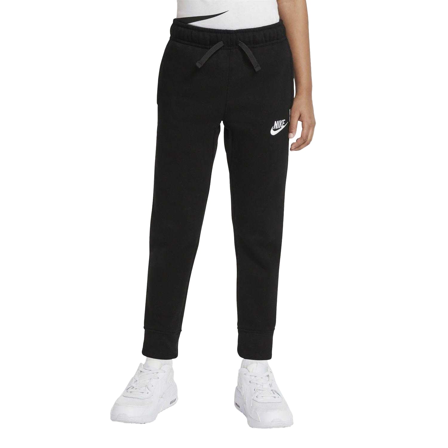 Black - Pack Shot - Nike Childrens-Kids Club Fleece Ribbed Cuff Jogging Bottoms