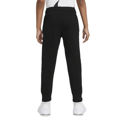 Black - Close up - Nike Childrens-Kids Club Fleece Ribbed Cuff Jogging Bottoms