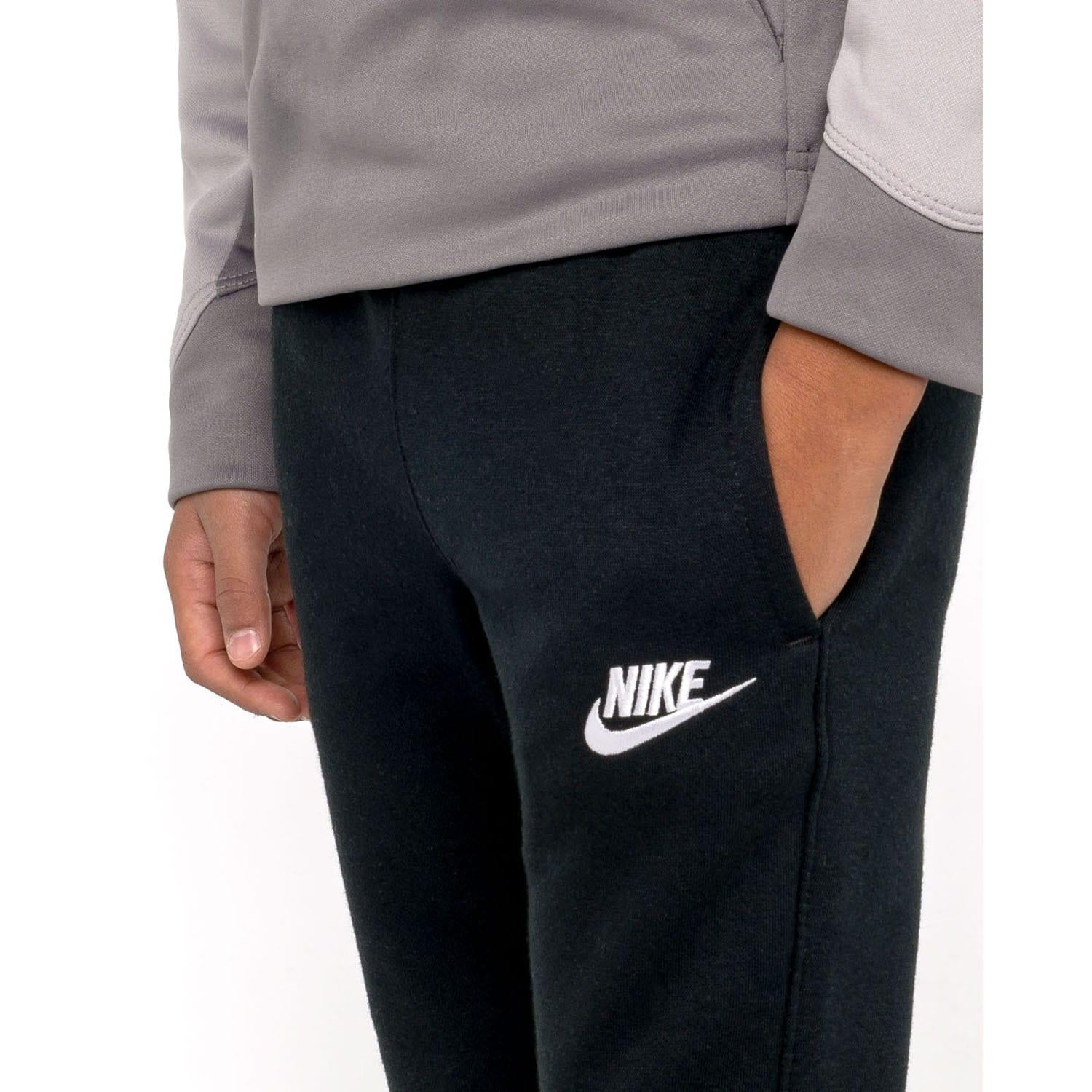 Black - Side - Nike Childrens-Kids Club Fleece Ribbed Cuff Jogging Bottoms