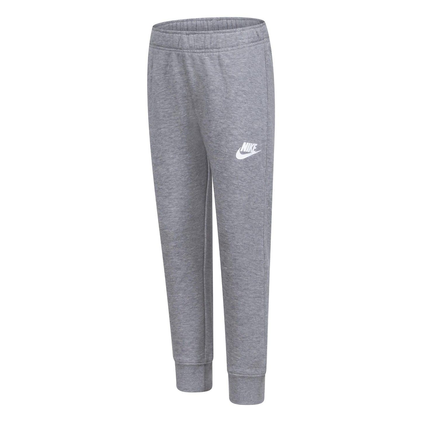 Grey - Front - Nike Childrens-Kids Club Fleece Ribbed Cuff Jogging Bottoms