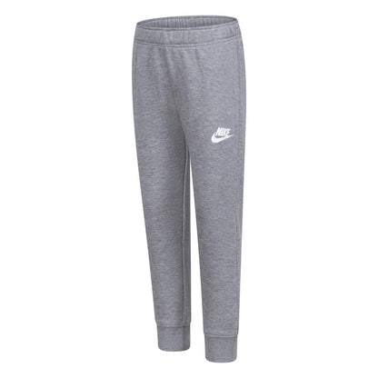 Grey - Front - Nike Childrens-Kids Club Fleece Ribbed Cuff Jogging Bottoms
