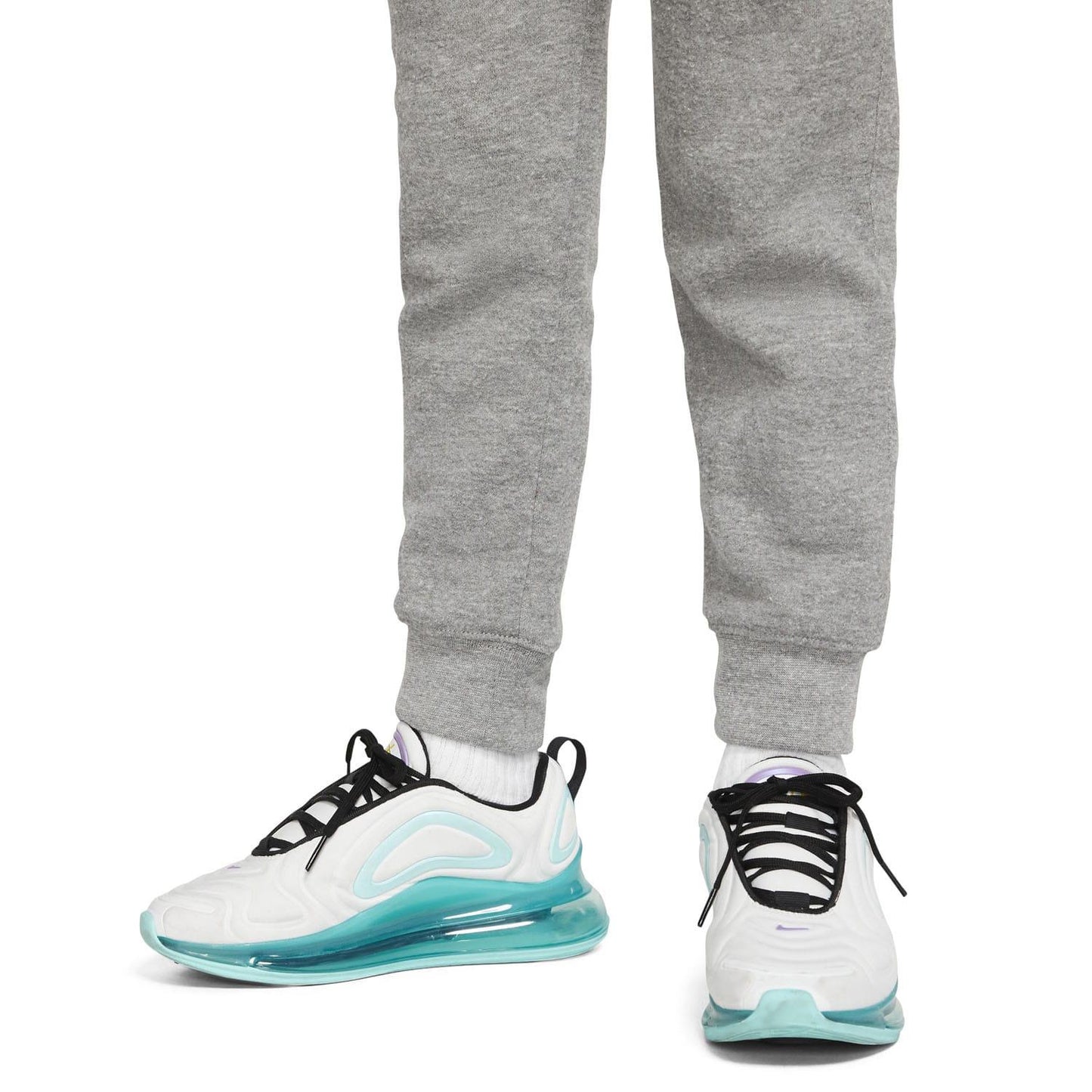 Grey - Side - Nike Childrens-Kids Club Fleece Ribbed Cuff Jogging Bottoms