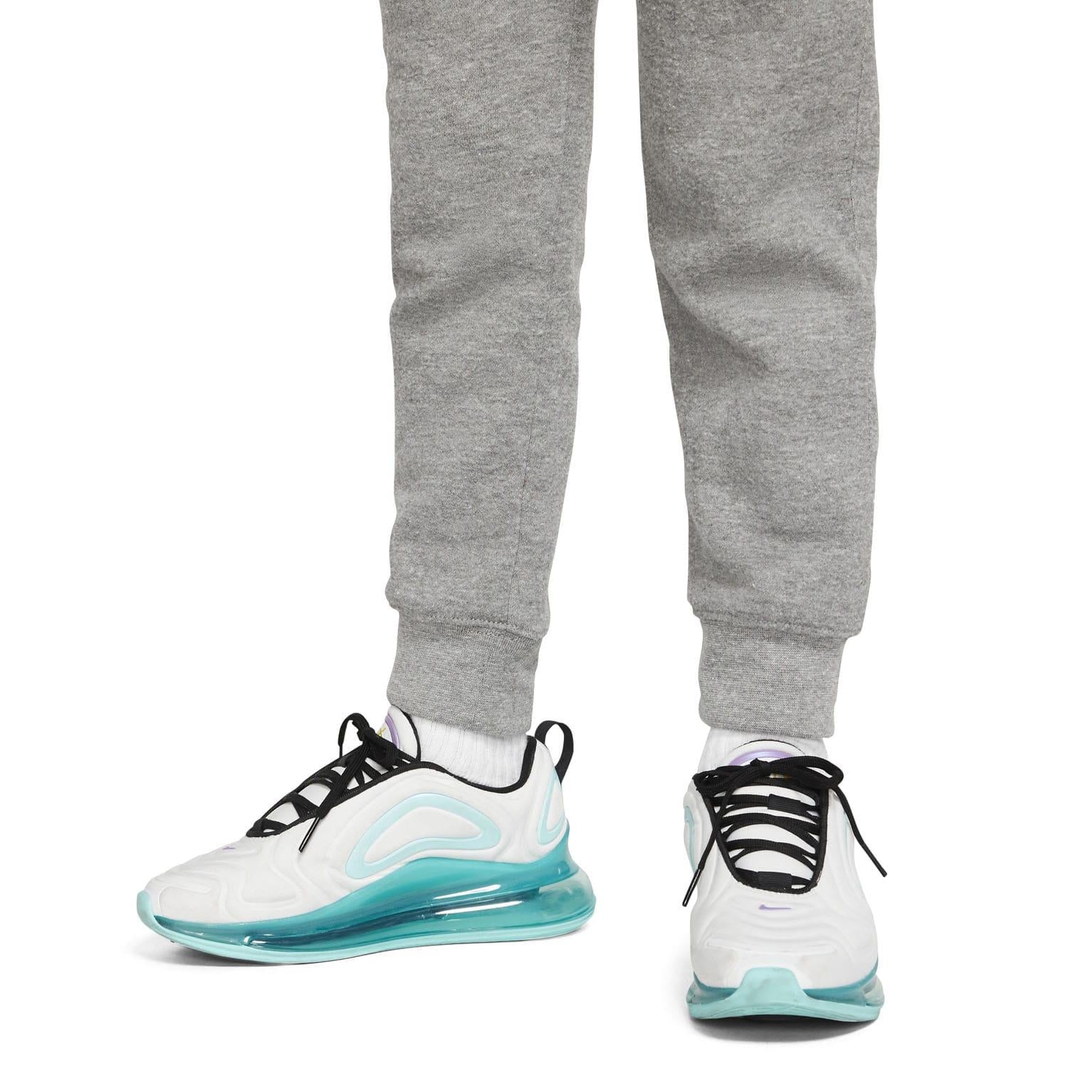Grey - Side - Nike Childrens-Kids Club Fleece Ribbed Cuff Jogging Bottoms