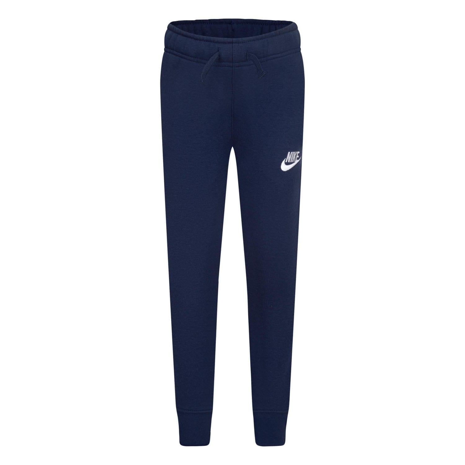 Navy - Front - Nike Childrens-Kids Club Fleece Ribbed Cuff Jogging Bottoms