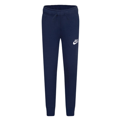 Navy - Front - Nike Childrens-Kids Club Fleece Ribbed Cuff Jogging Bottoms